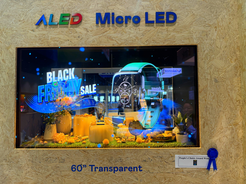 k1体育60吋高透明度Micro LED显示器获&rdquo;最佳Micro LED技术应用奖&rdquo;，将Micro LED面板透明化之设计特性极致发挥，以可扩展性无缝拼接技术打造，具备600 nits全画面亮度、大于60%穿透率及超过NTSC 110%的优异广色域表现，可依需求灵活应用于各种场域
